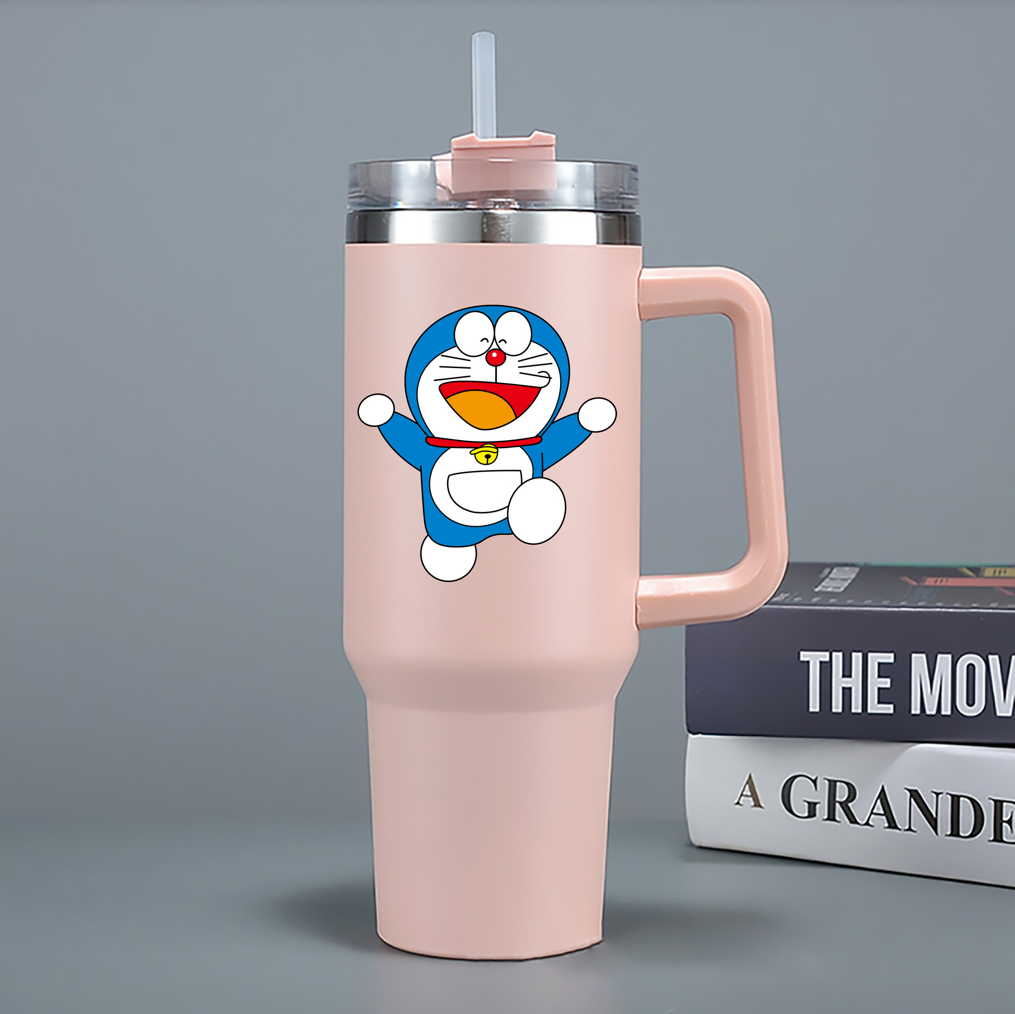 （画像用） ドラえもん Doraemon 1200mL車用タンブラー - クリスタルステッカー（プラスチックストロー付き）